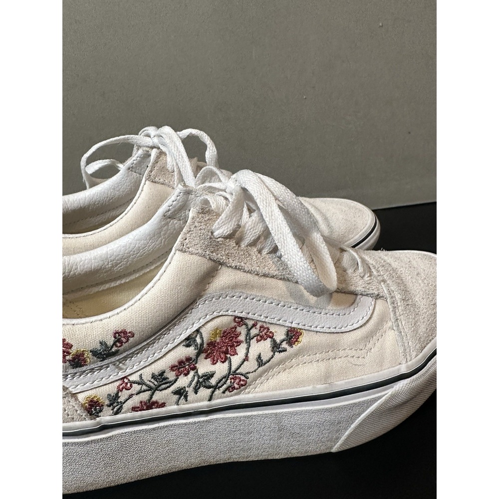 Vans Cream White Floral Platform Old Skool Sneakers - Picture 7 of 12